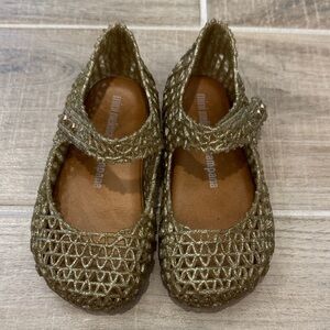 Mini Melissa Glittery Gold Kids Dress Shoes